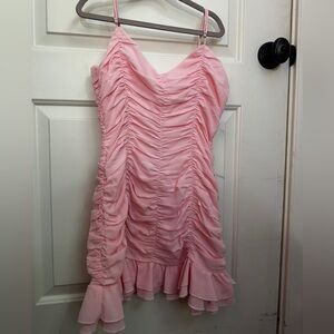 Pink Ruched Sleeveless Dress